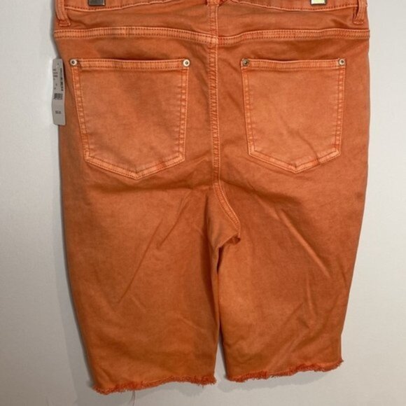 Addition Elle Women Salmon/Orange Vintage Wear Denim Biker Short size 10 - Picture 8 of 10